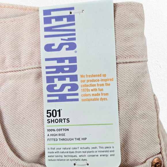 Levi's 501 Peach Pink High Waisted Special Edition Cut Off Denim Shorts Size 27 - Picture 3 of 10